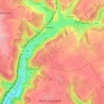 Mappa topografica Grand Cordelleville, altitudine, rilievo