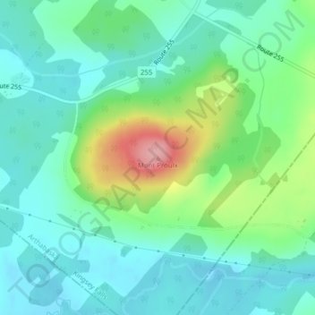 Mappa topografica Mont Proulx, altitudine, rilievo