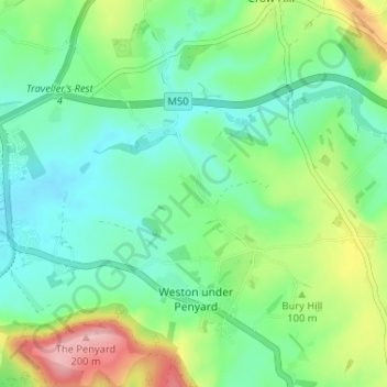 Mappa topografica Kingstone, altitudine, rilievo