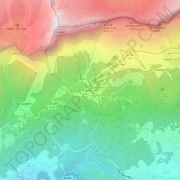 Mappa topografica Plaine Joux, altitudine, rilievo