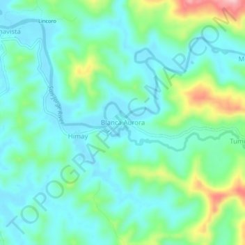 Mappa topografica Blanca Aurora, altitudine, rilievo
