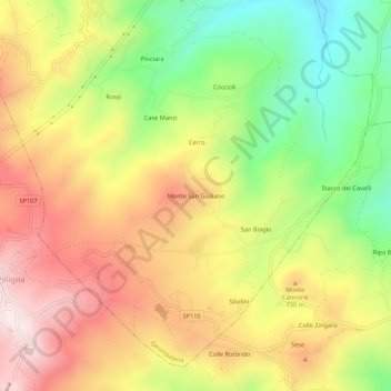 Mappa topografica Monte San Giuliano, altitudine, rilievo
