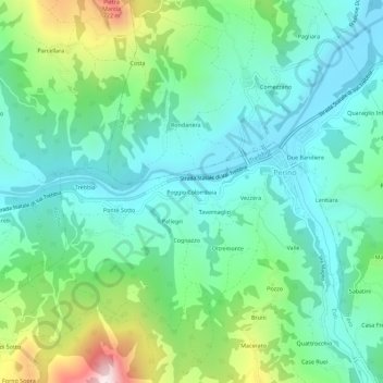 Mappa topografica Poggio Colombaia, altitudine, rilievo