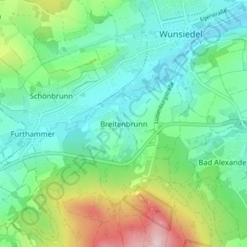 Mappa topografica Breitenbrunn, altitudine, rilievo
