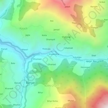Mappa topografica Sharandhar, altitudine, rilievo