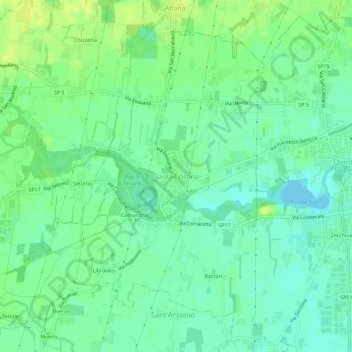 Mappa topografica Santa Cristina, altitudine, rilievo