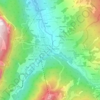 Mappa topografica Altin, altitudine, rilievo