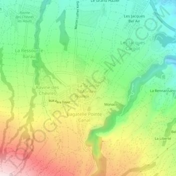 Mappa topografica La Grande Montée, altitudine, rilievo