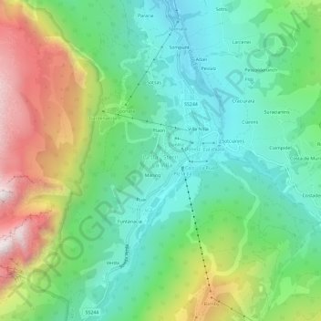 Mappa topografica La Villa, altitudine, rilievo