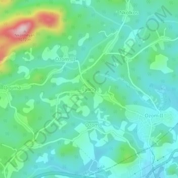 Mappa topografica Eyang, altitudine, rilievo