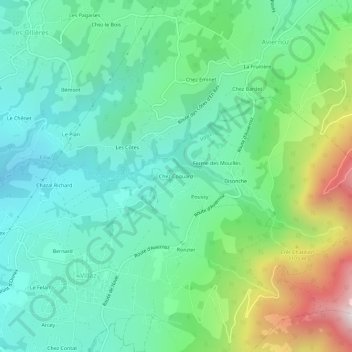 Mappa topografica Chez Coquard, altitudine, rilievo