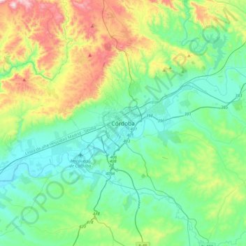 Mappa topografica Córdoba, altitudine, rilievo