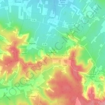 Mappa topografica La Bataille, altitudine, rilievo