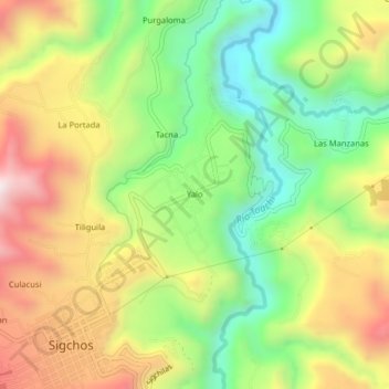 Mappa topografica Yalo, altitudine, rilievo