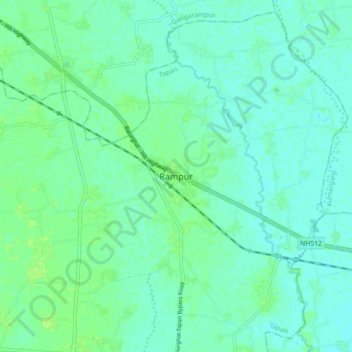 Mappa topografica Rampur, altitudine, rilievo