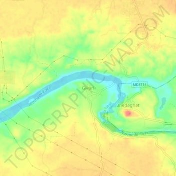 Mappa topografica Gwari, altitudine, rilievo