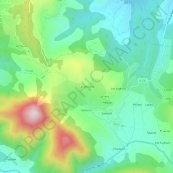 Mappa topografica Les Brunets, altitudine, rilievo
