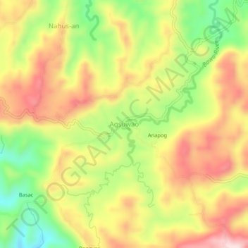 Mappa topografica Agsuwao, altitudine, rilievo