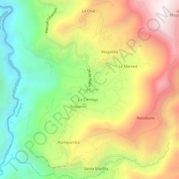 Mappa topografica Puéllaro, altitudine, rilievo