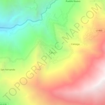 Mappa topografica Pataz, altitudine, rilievo