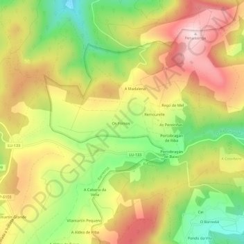 Mappa topografica Remourelle, altitudine, rilievo