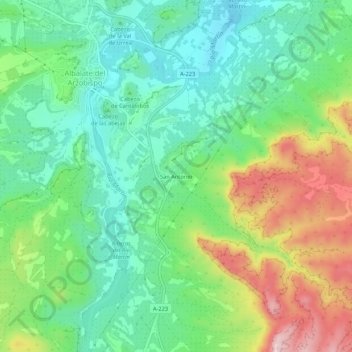 Mappa topografica San Antonio, altitudine, rilievo