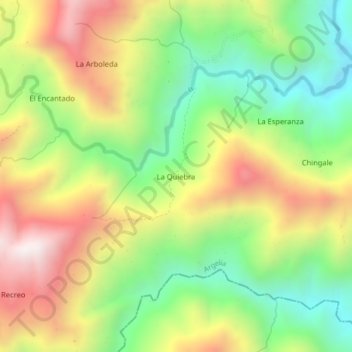 Mappa topografica La Quiebra, altitudine, rilievo