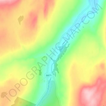 Mappa topografica Langdale, altitudine, rilievo