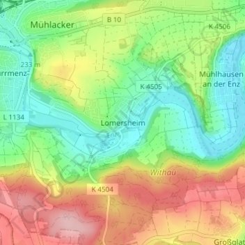 Mappa topografica Lomersheim, altitudine, rilievo