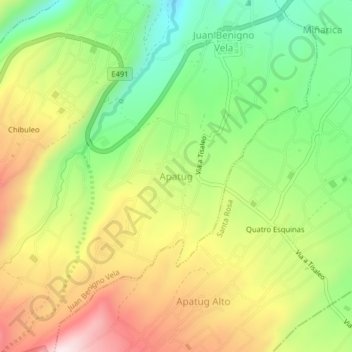 Mappa topografica Apatug, altitudine, rilievo