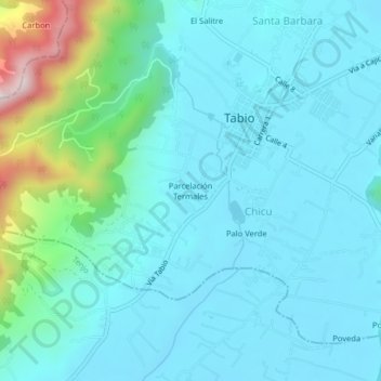 Mappa topografica Parcelación Termales, altitudine, rilievo