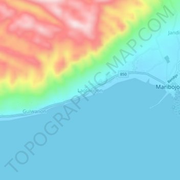 Mappa topografica Lagtangon, altitudine, rilievo