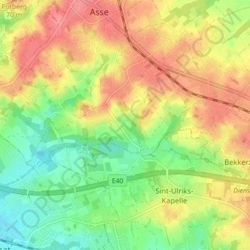 Mappa topografica Vrijthout, altitudine, rilievo
