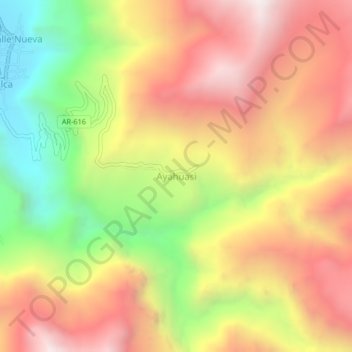 Mappa topografica Ayahuasi, altitudine, rilievo