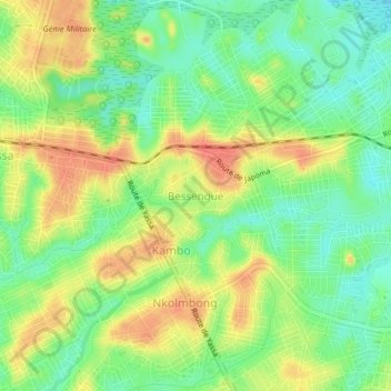 Mappa topografica Bessengue, altitudine, rilievo