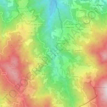 Mappa topografica Castel dell'Alpi, altitudine, rilievo