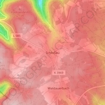 Mappa topografica Schloßau, altitudine, rilievo