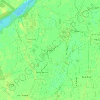 Mappa topografica Canova, altitudine, rilievo