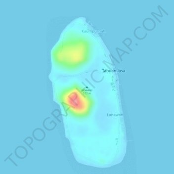 Mappa topografica Linawan, altitudine, rilievo