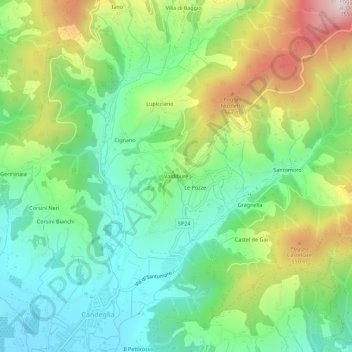 Mappa topografica Valdibure, altitudine, rilievo