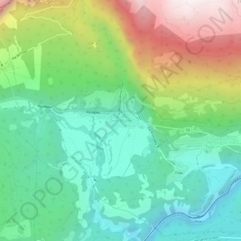 Mappa topografica Trin Mulin, altitudine, rilievo