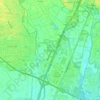 Mappa topografica Bazzana Inferiore, altitudine, rilievo