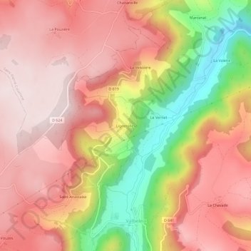 Mappa topografica Lignerolles, altitudine, rilievo
