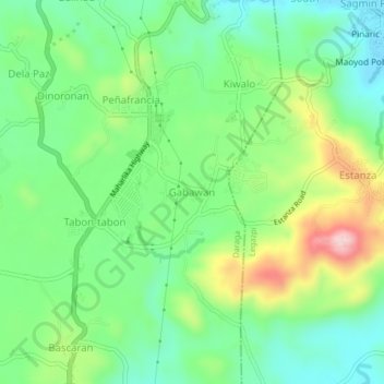 Mappa topografica Gabawan, altitudine, rilievo