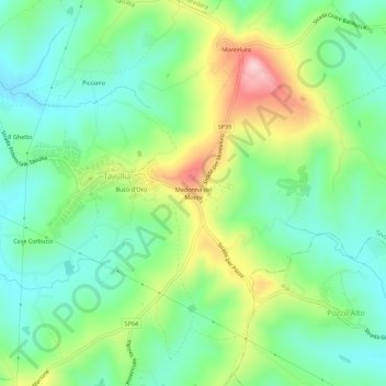 Mappa topografica Madonna del Monte, altitudine, rilievo