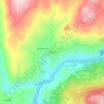 Mappa topografica Moimenta, altitudine, rilievo