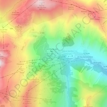 Mappa topografica Les Choseaux, altitudine, rilievo