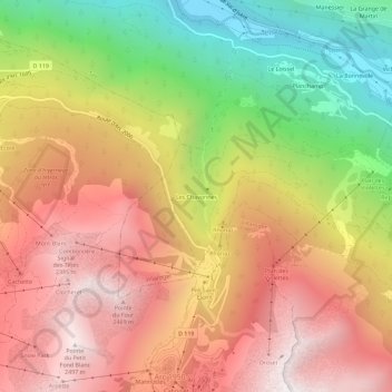 Mappa topografica Les Chavonnes, altitudine, rilievo