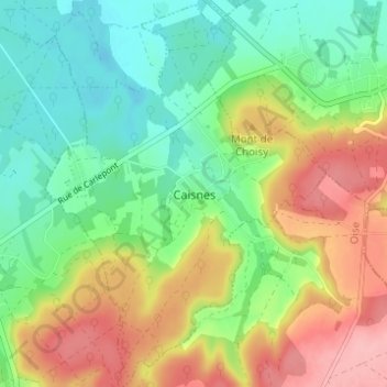 Mappa topografica Caisnes, altitudine, rilievo