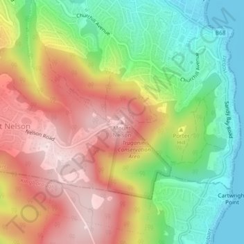 Mappa topografica Mount Nelson, altitudine, rilievo